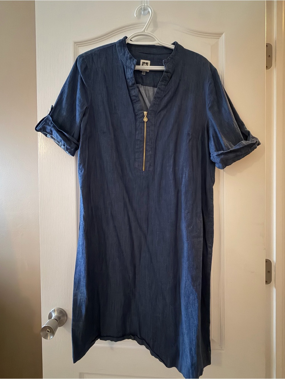 Anne Klein Denim Zip-Front Tunic Dress